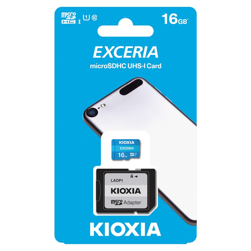 Carto Memria Kioxia Exceria C10 UHS-I U1 microSDHC 16GB + Adaptador SD 2